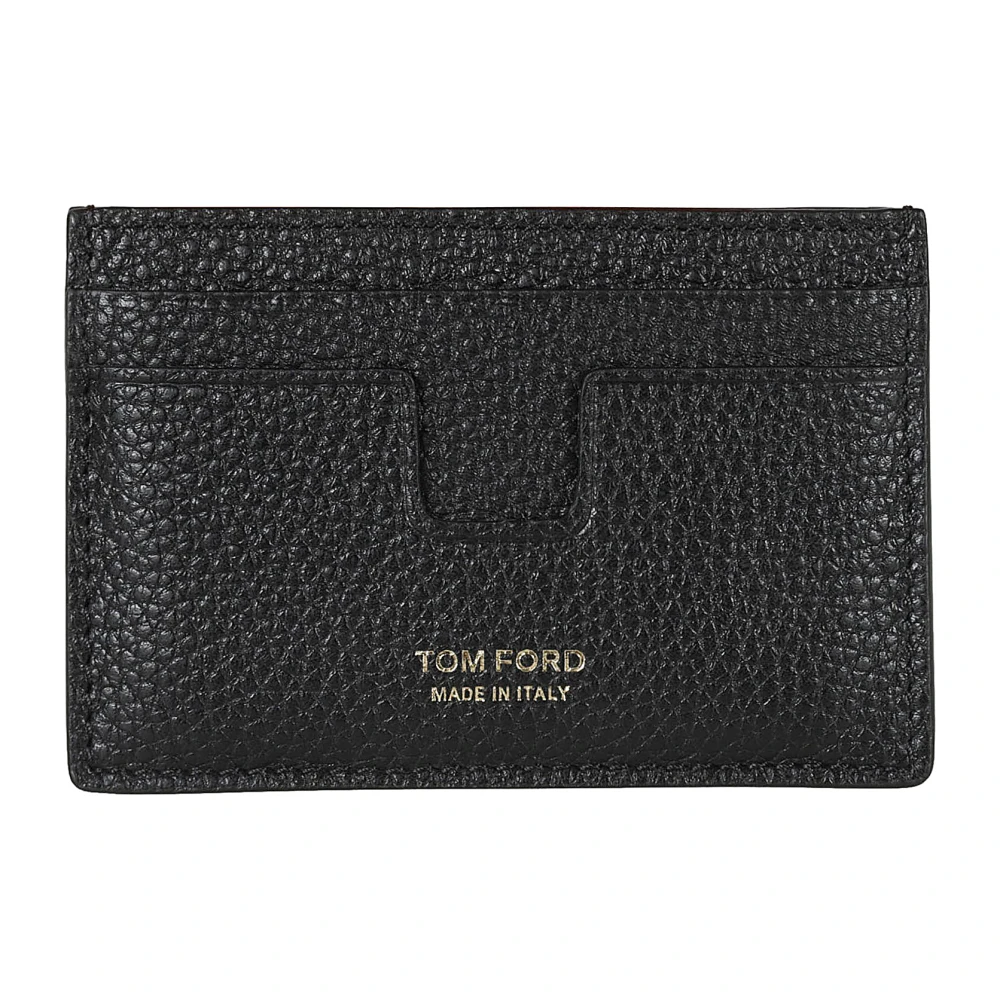 Tom Ford Svart Läder Korthållare Plånbok Black, Herr