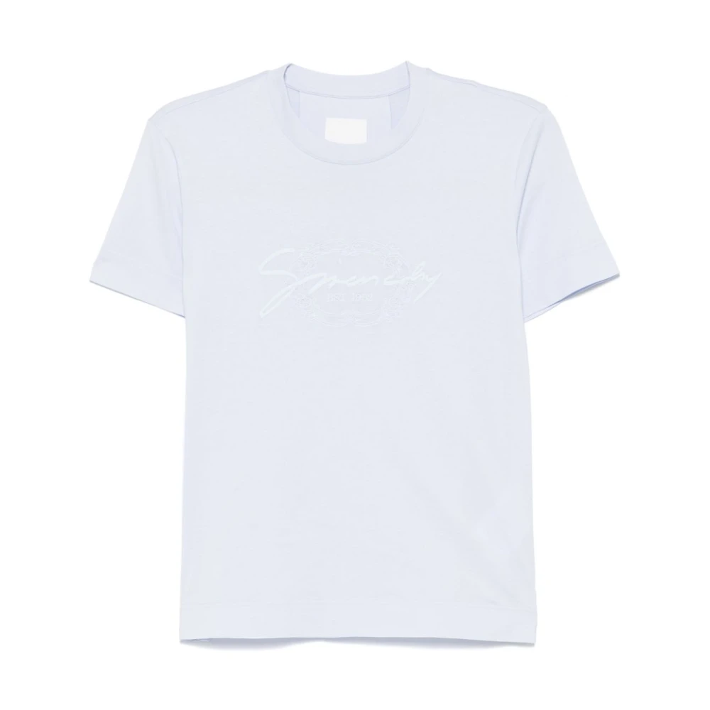 Givenchy Blauw Baby Logo Geborduurd Slim T-shirt Blue Dames