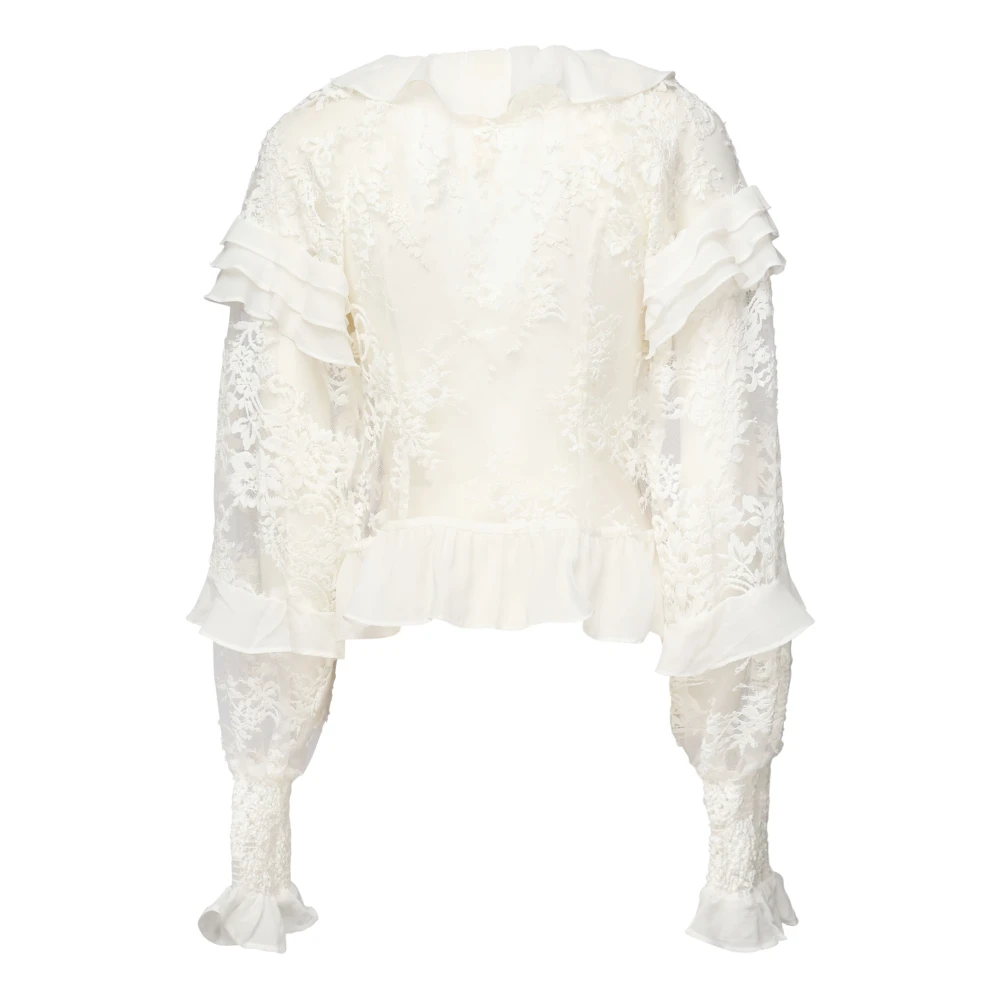 For Love & Lemons Witte Kantvakantieblouse met Ruche White Dames