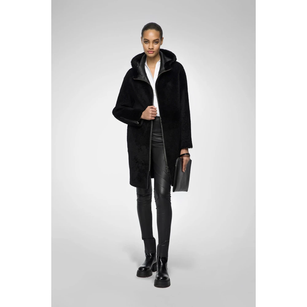 Vespucci by VSP Juliane Zwarte Shearling Jas Black Dames