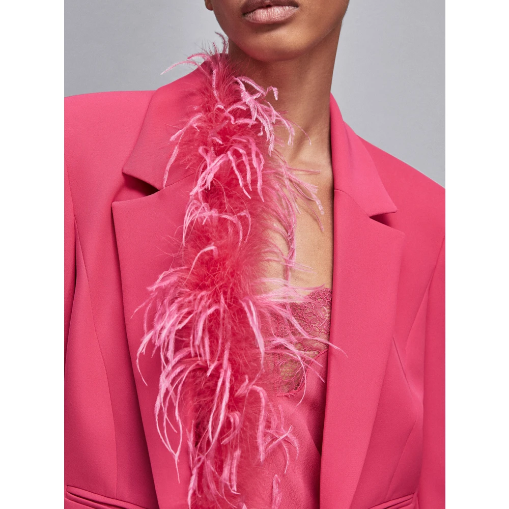 PATRIZIA PEPE Geknipte Fuchsia Blazer met Verenafwerking Pink Dames