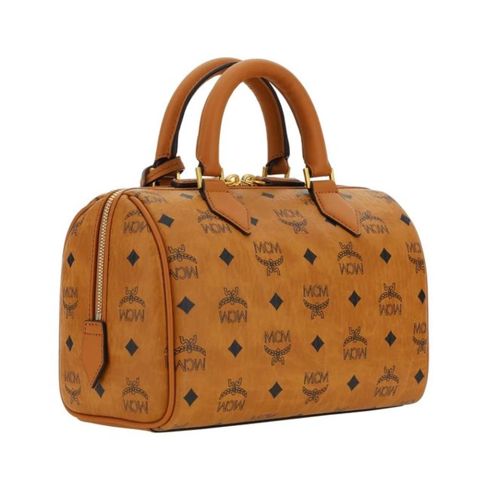 MCM Ella Boston Handtas met Buisvormige Handvatten Brown Dames