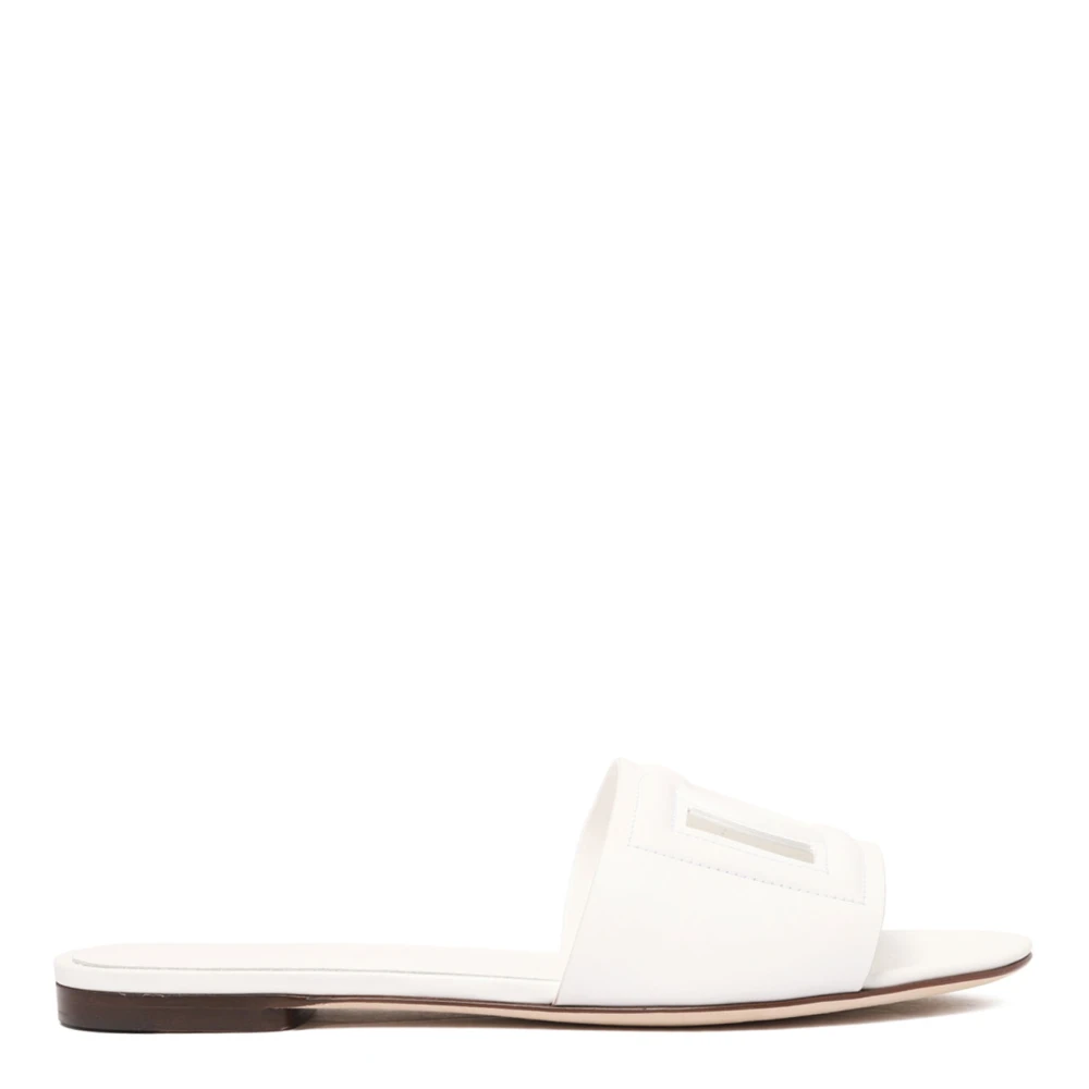 Dolce & Gabbana White Sliders, Female, 7 Uk, Sandals With Logo Detail