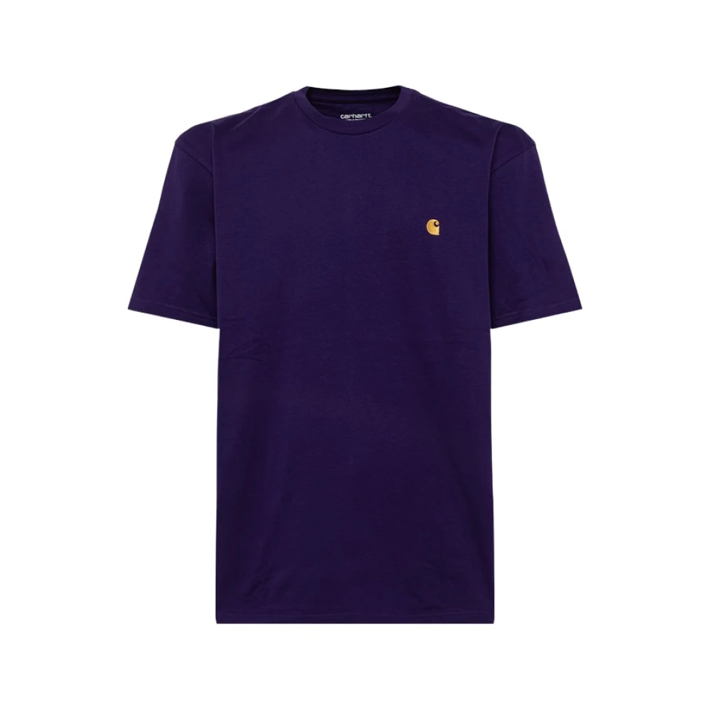 Carhartt WIP Geborsteld Katoen Logo T-shirt Purple Heren