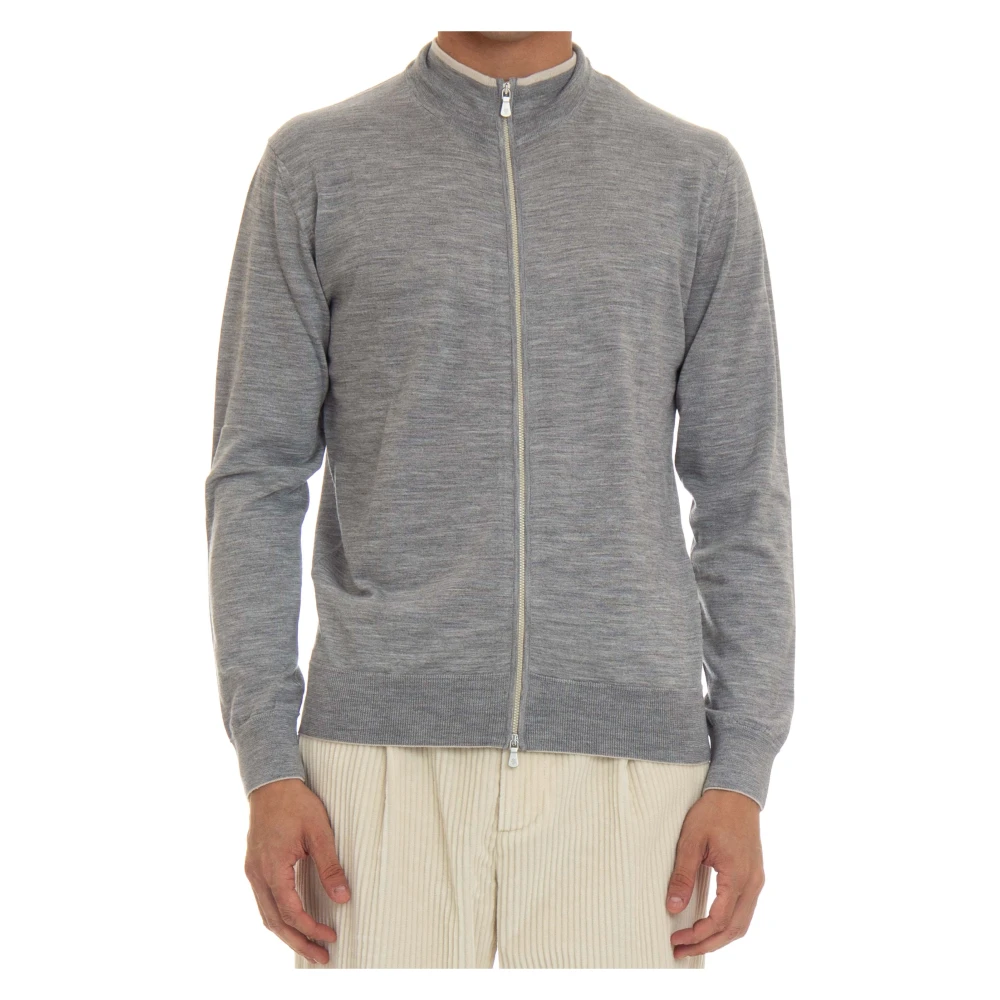 Eleventy Contrast Trim Sweater Grijs Gray Heren