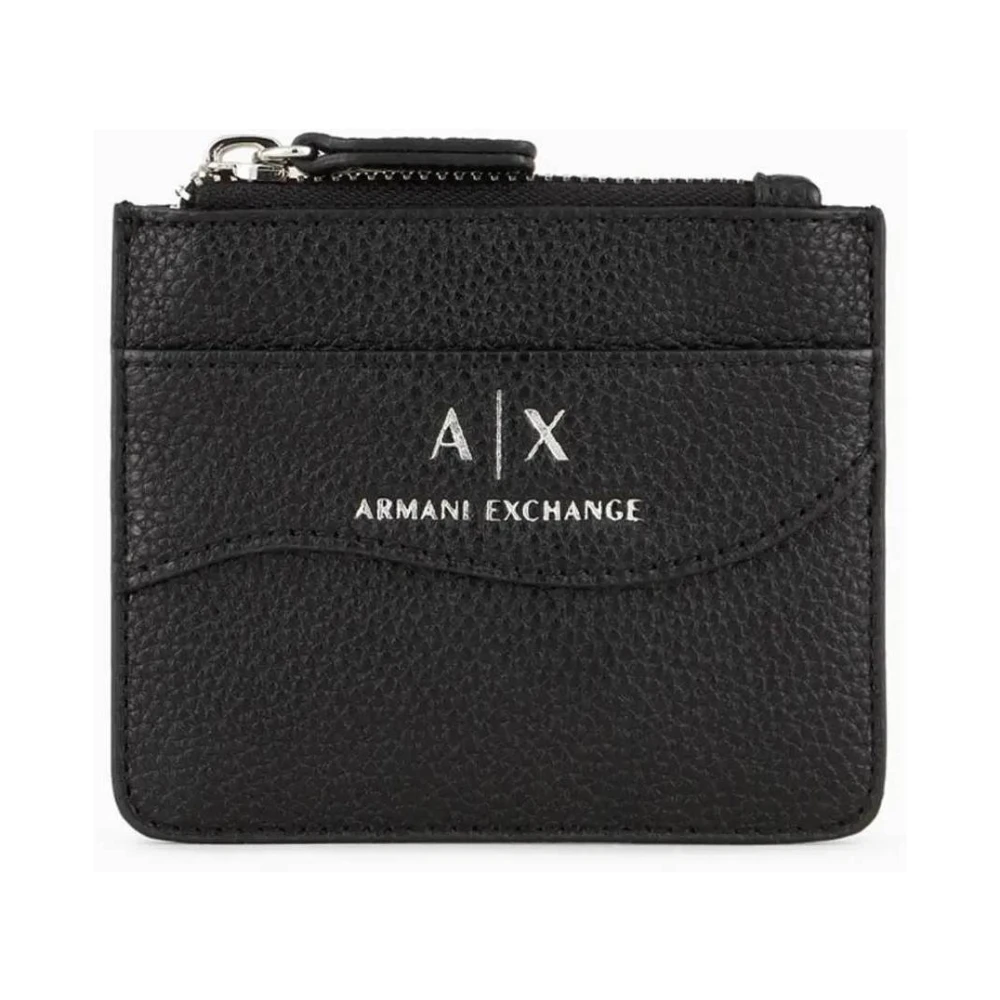 Armani Exchange Platte kaarthouder met rits voor dames en heren Black Heren