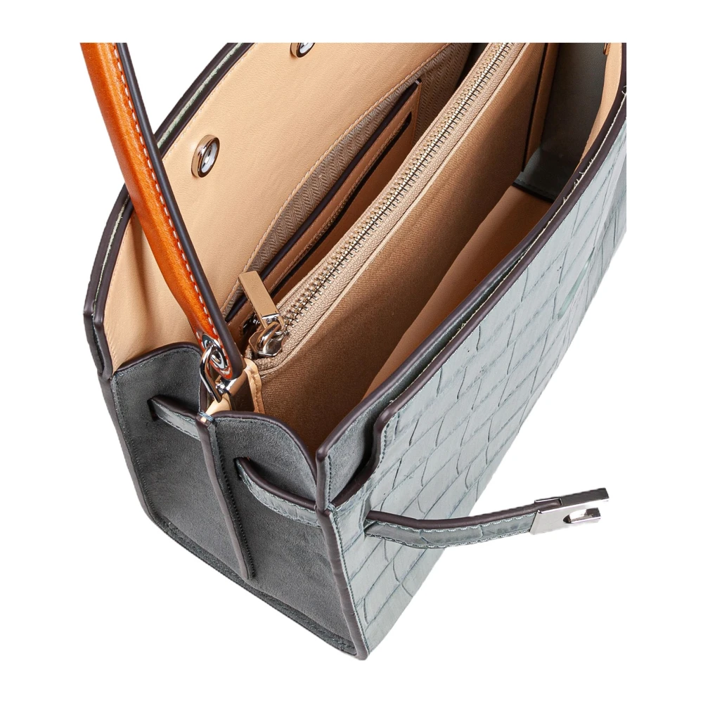 TORY BURCH Krokodillenprint Leren Handtas Blue Dames