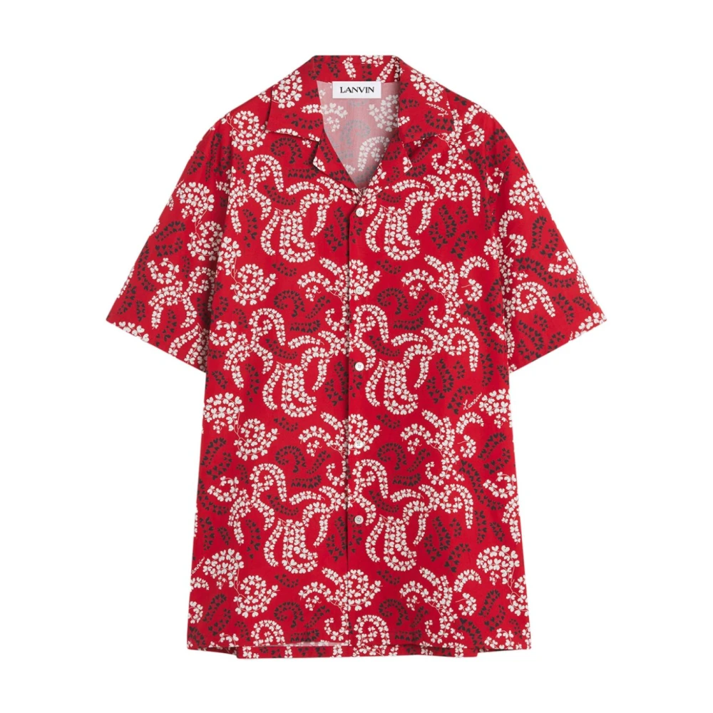 Lanvin Kardinaalrood korte mouwen overhemd Red Heren