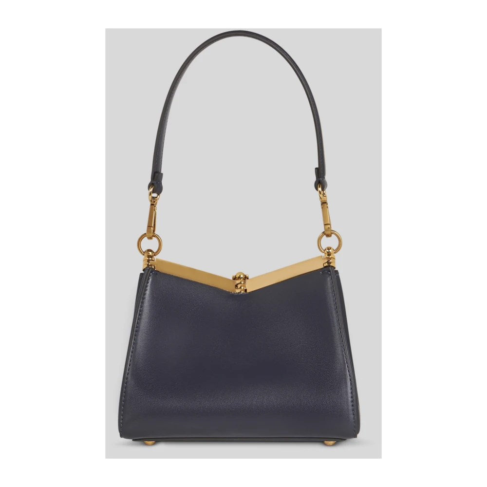 ETRO Blauwe leren schoudertas met metalen sluiting Blue Dames