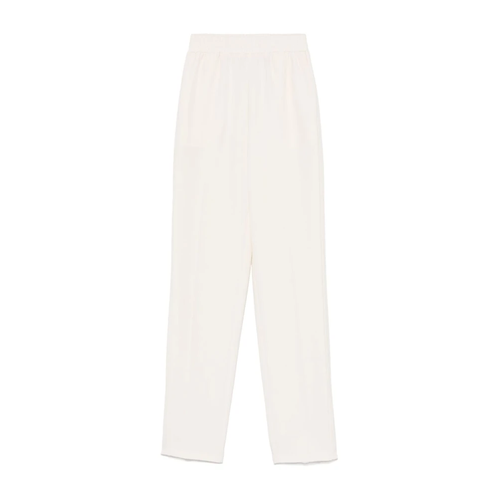 Twinset White Straight Trousers, Female, L, Trousers With Elasticated Waistband