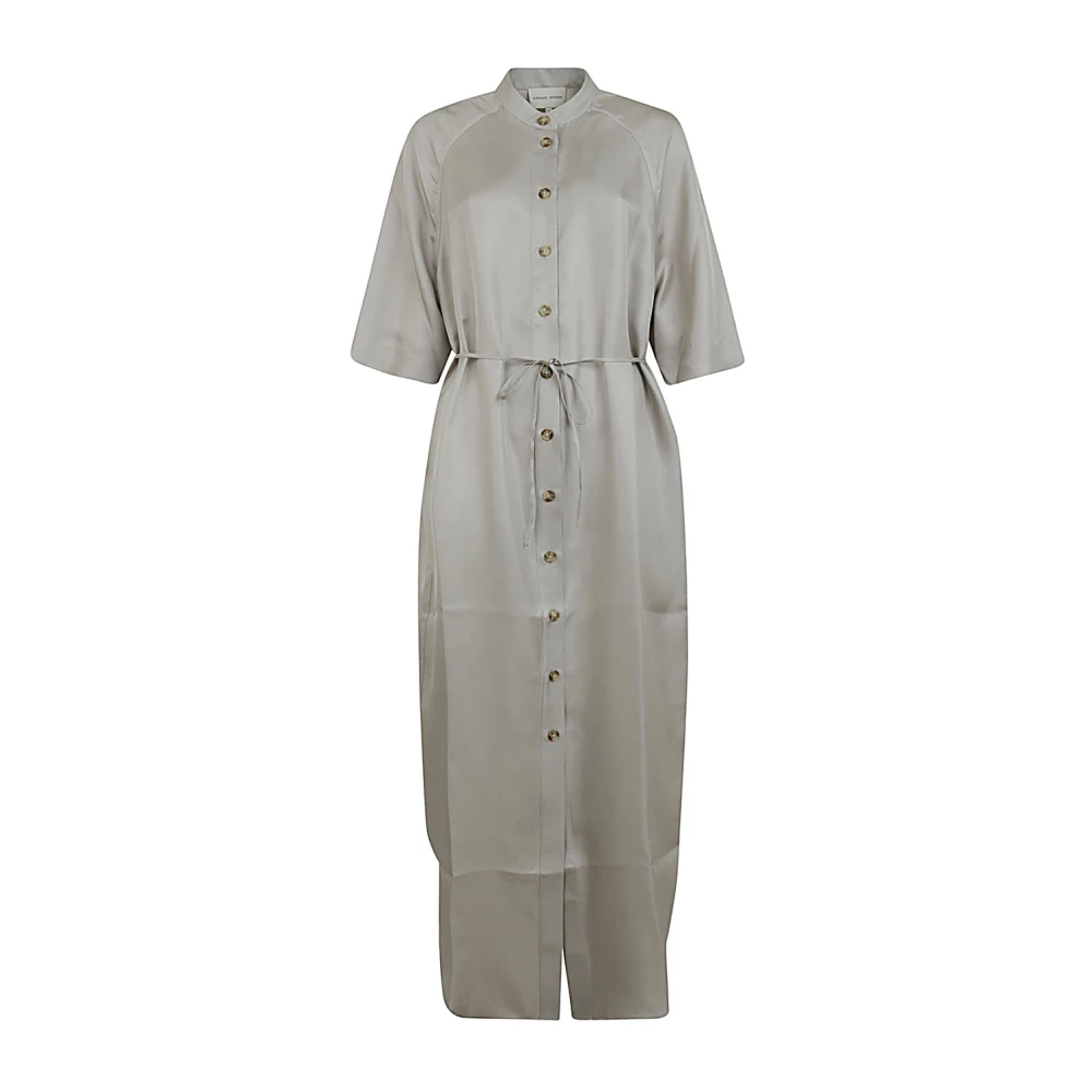 Loulou Studio Elegante Zilvergrijze Lange Jurk Gray Dames