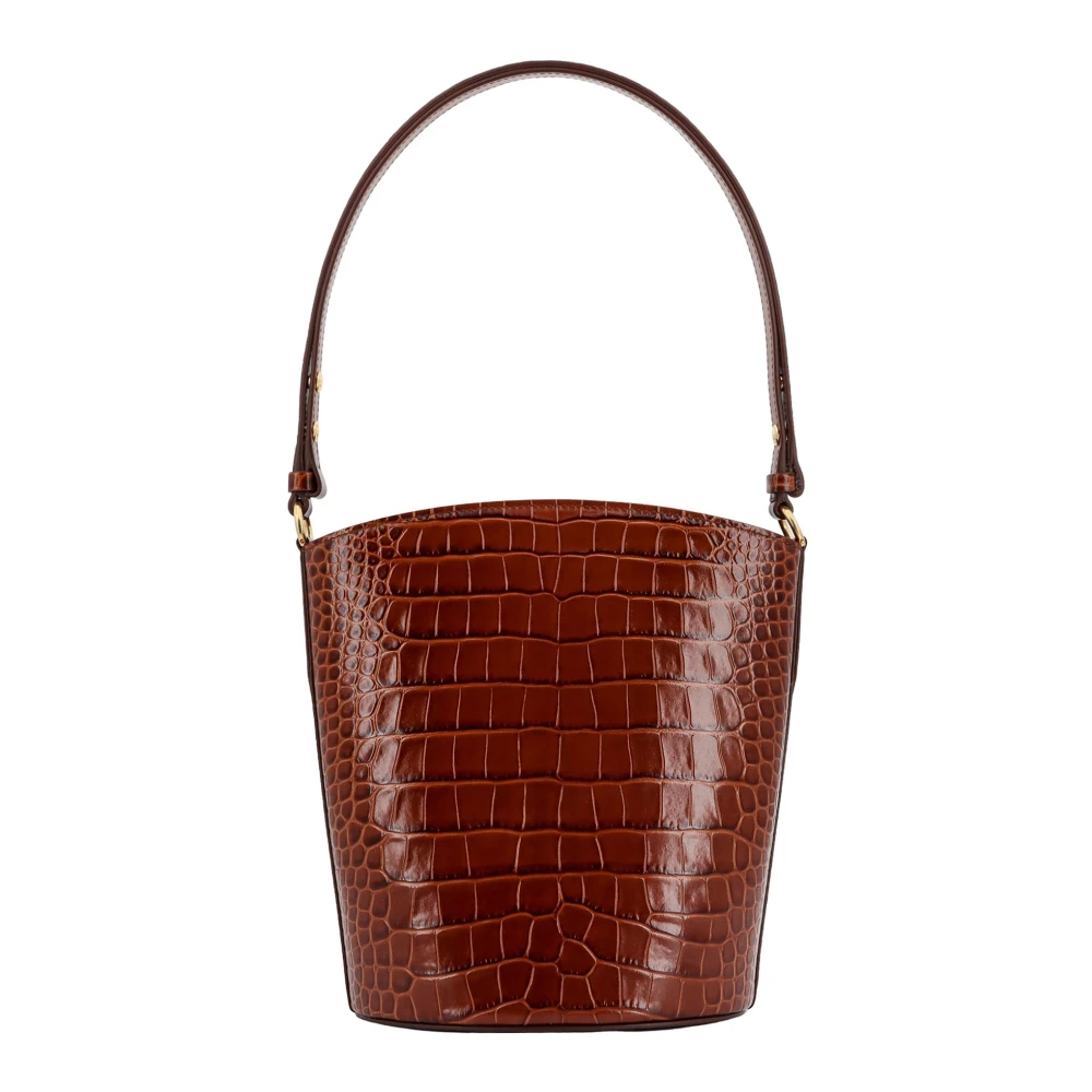 Tom Ford Leren Bucket Tas met T Logo Brown Dames