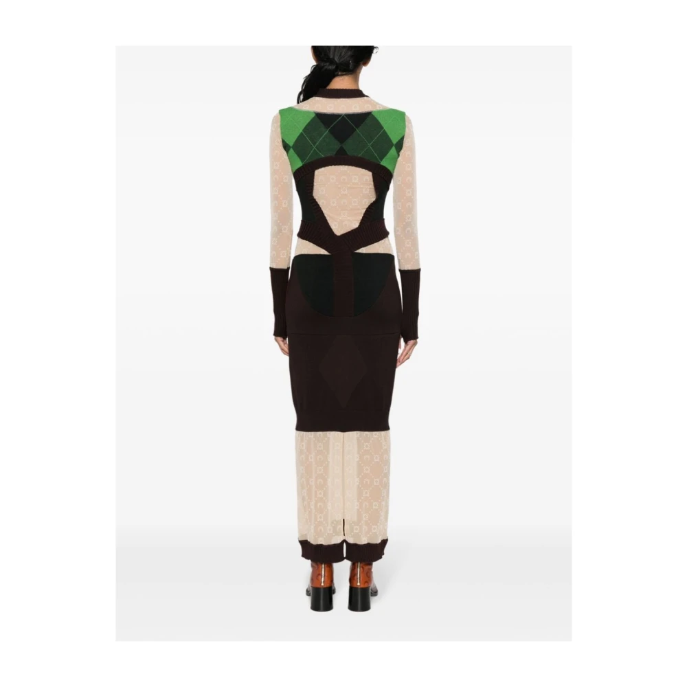 Marine Serre Luxe Wol Lange Jurk voor Moderne Vrouwen Green Dames