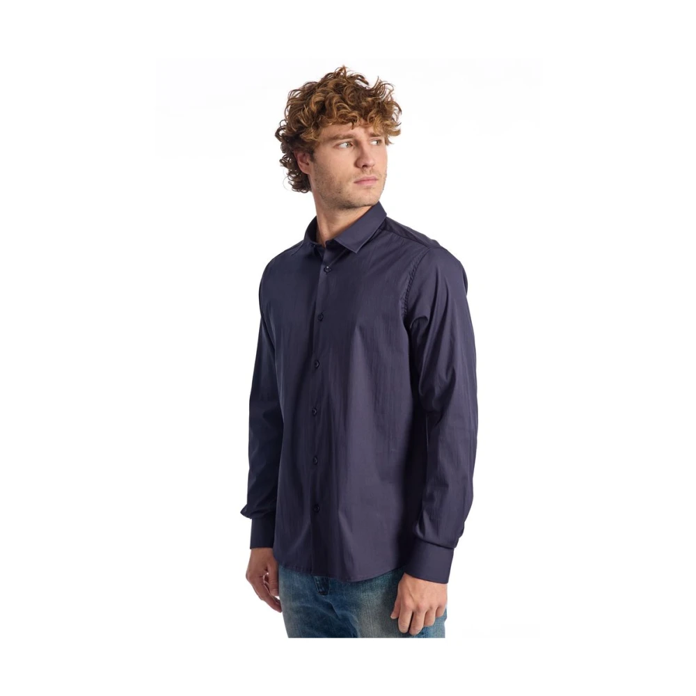 Baldinini Blauw Katoenen Overhemd Italiaanse Kraag Blue Heren