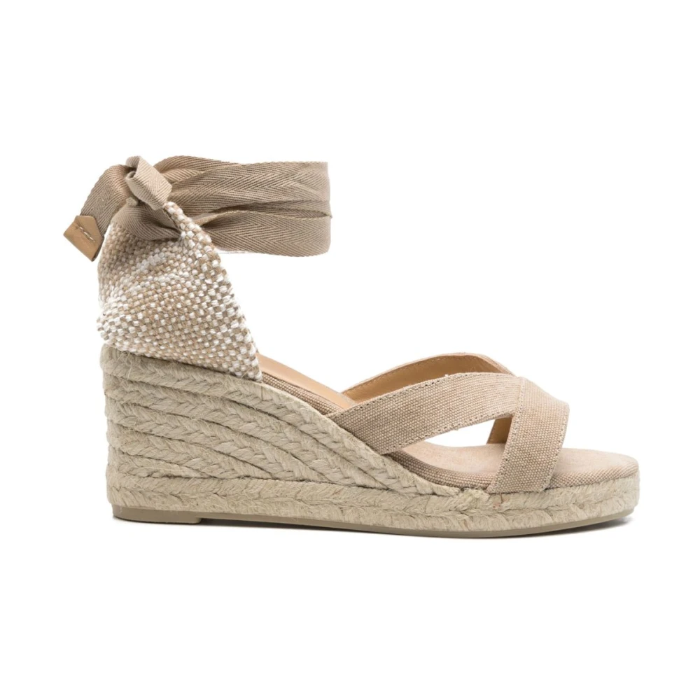 Castañer Women's Beige Wedges, 8 Uk, Wedge Sandals With Ankle Strap