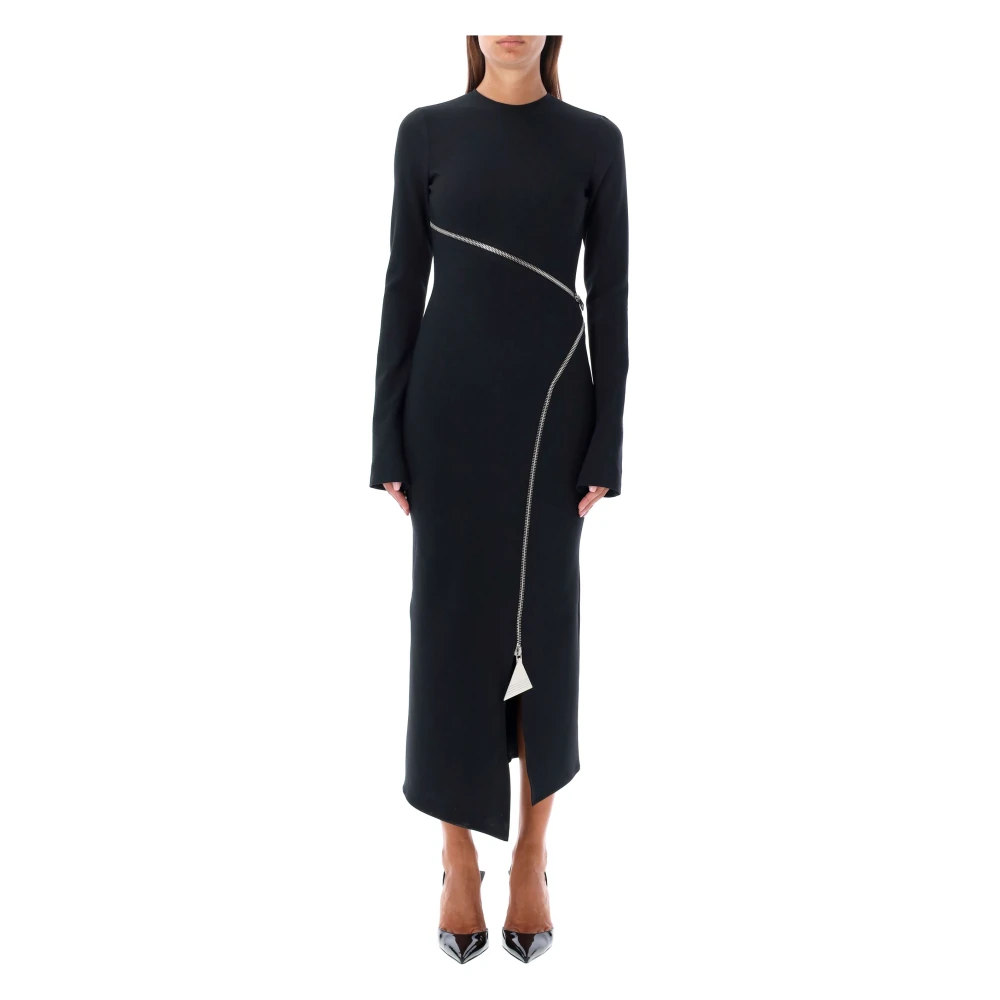 The Attico Women's Black Midi Dresses, Xs, Midi Dress With Front Zip