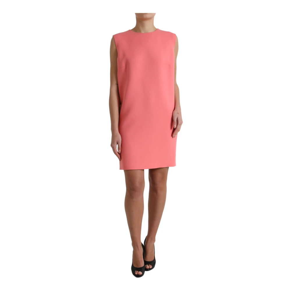 Dolce & Gabbana , Knitted Dresses, Female, Pink, 3XL, Pink Virgin Wool Sleeveless Mini Dress