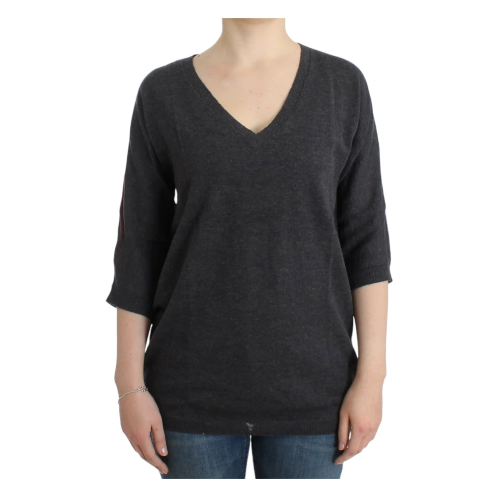 Costume National Luxe V-hals trui in alpacamix Gray Dames