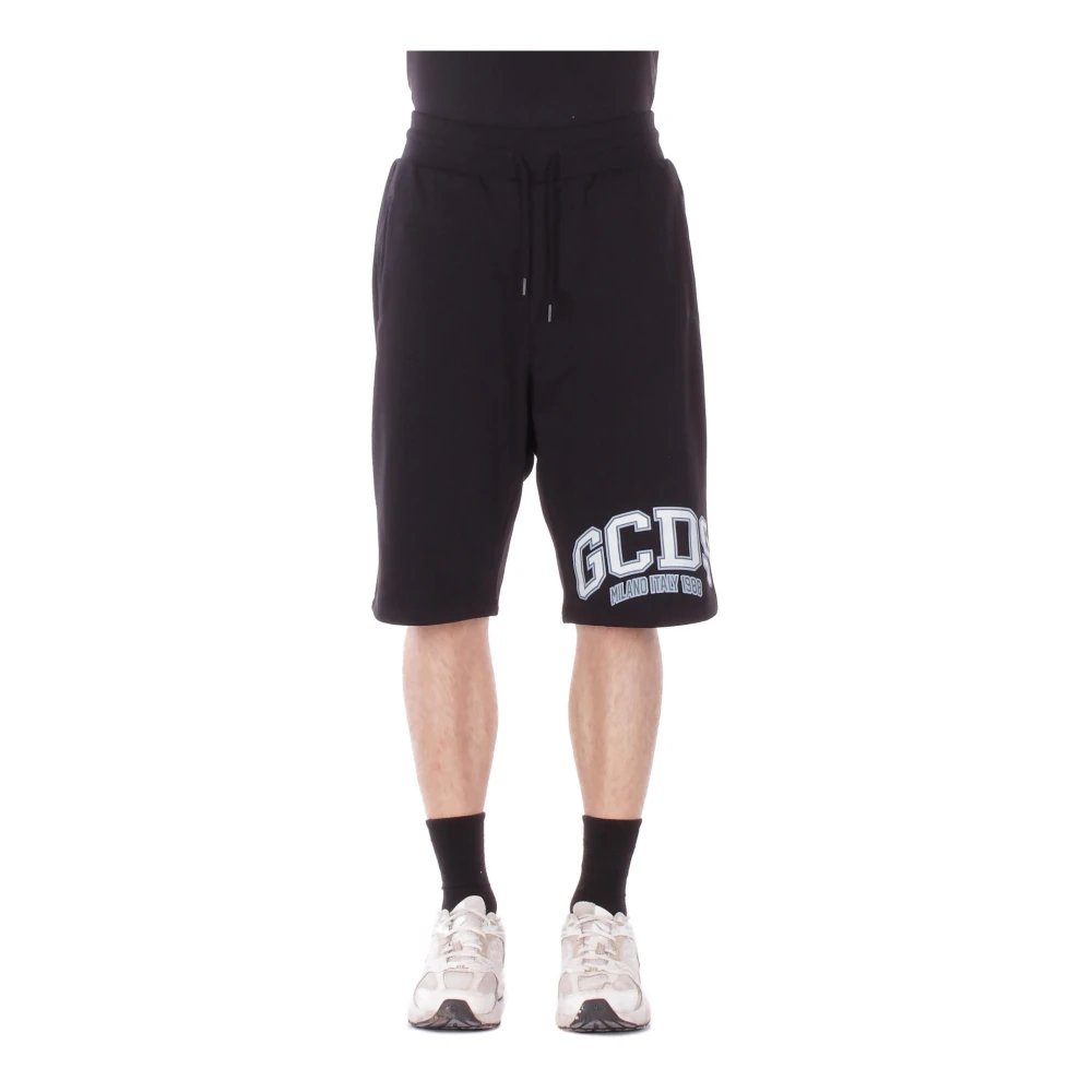 Gcds Men's Black Training Shorts, L, Logo Front Shorts