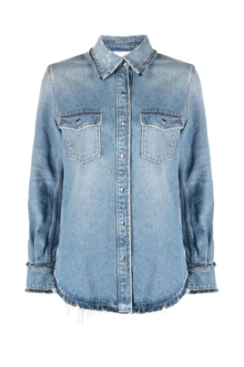Blå denimskjorta med fransar