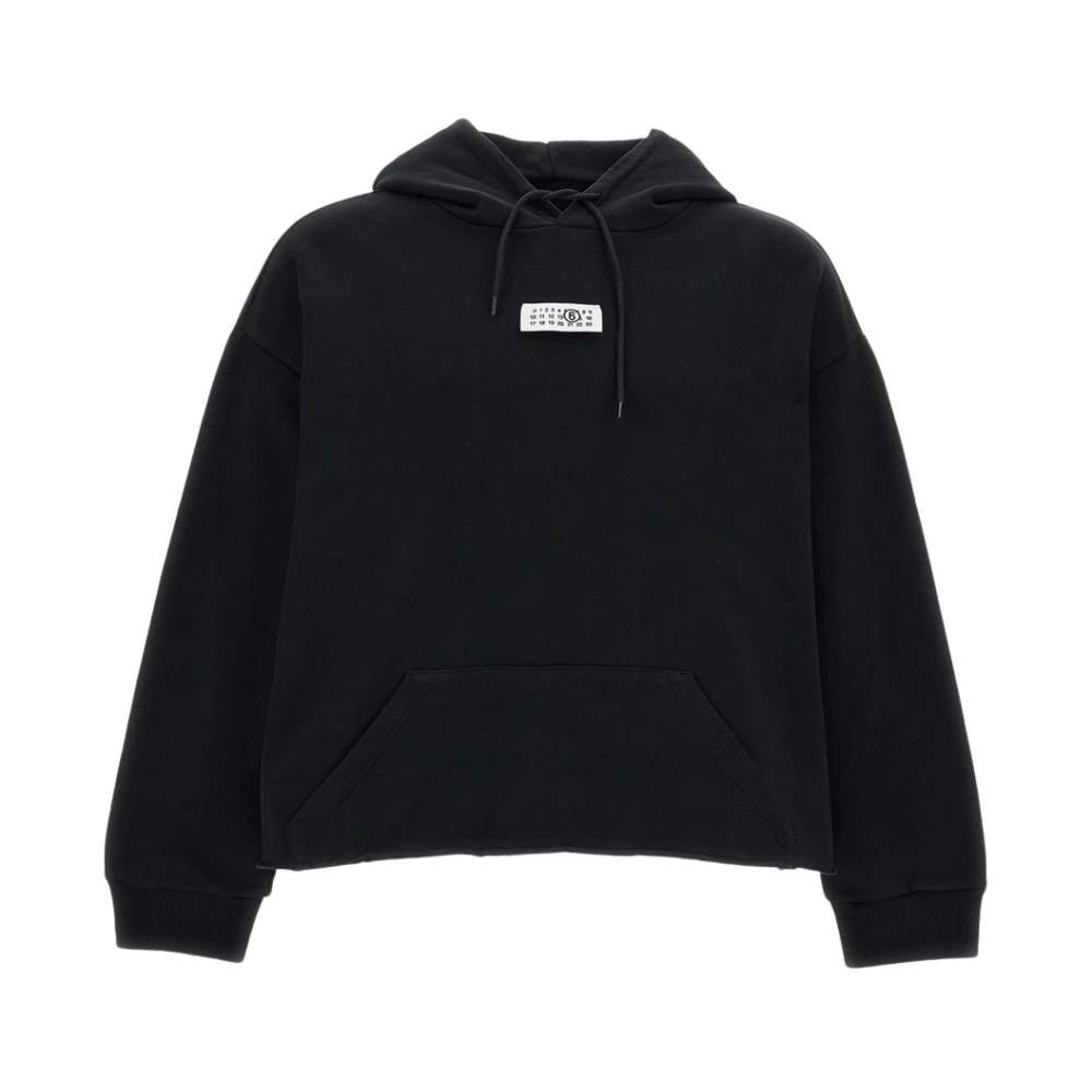 Mm6 Maison Margiela Men's Black Cotton Hooded Sweatshirt