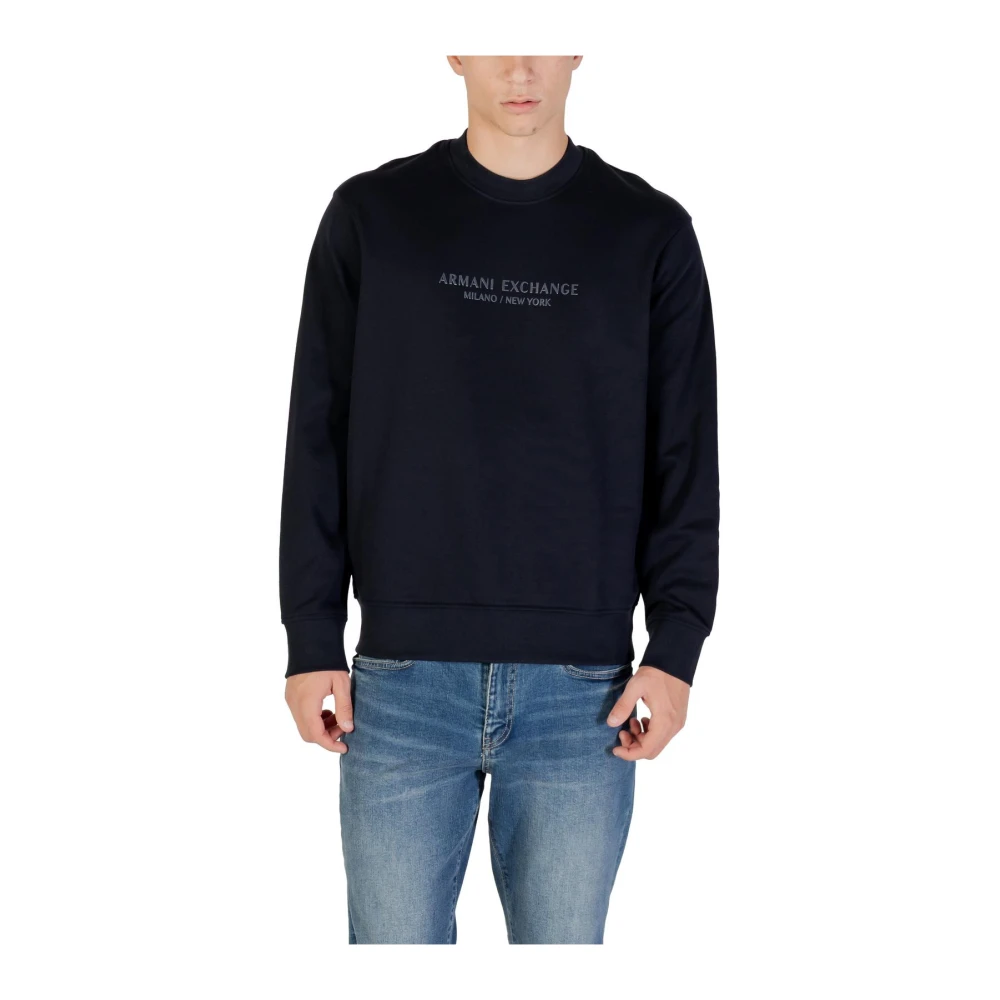 Armani Exchange Mannelijk Blauw Printed Lange Mouw Ronde Hals Sweatshirt