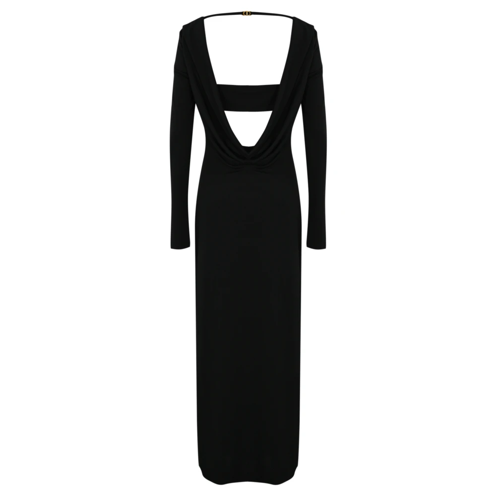 Twinset Zwarte Jurk met Gedrapeerde Hals Black Dames