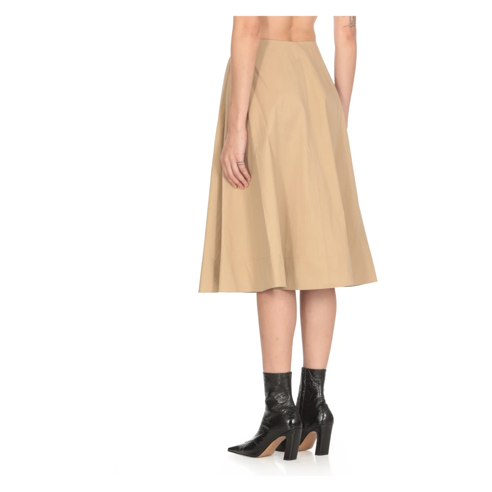 Khaite Beige Katoenen Rok met Zijzakken Beige Dames