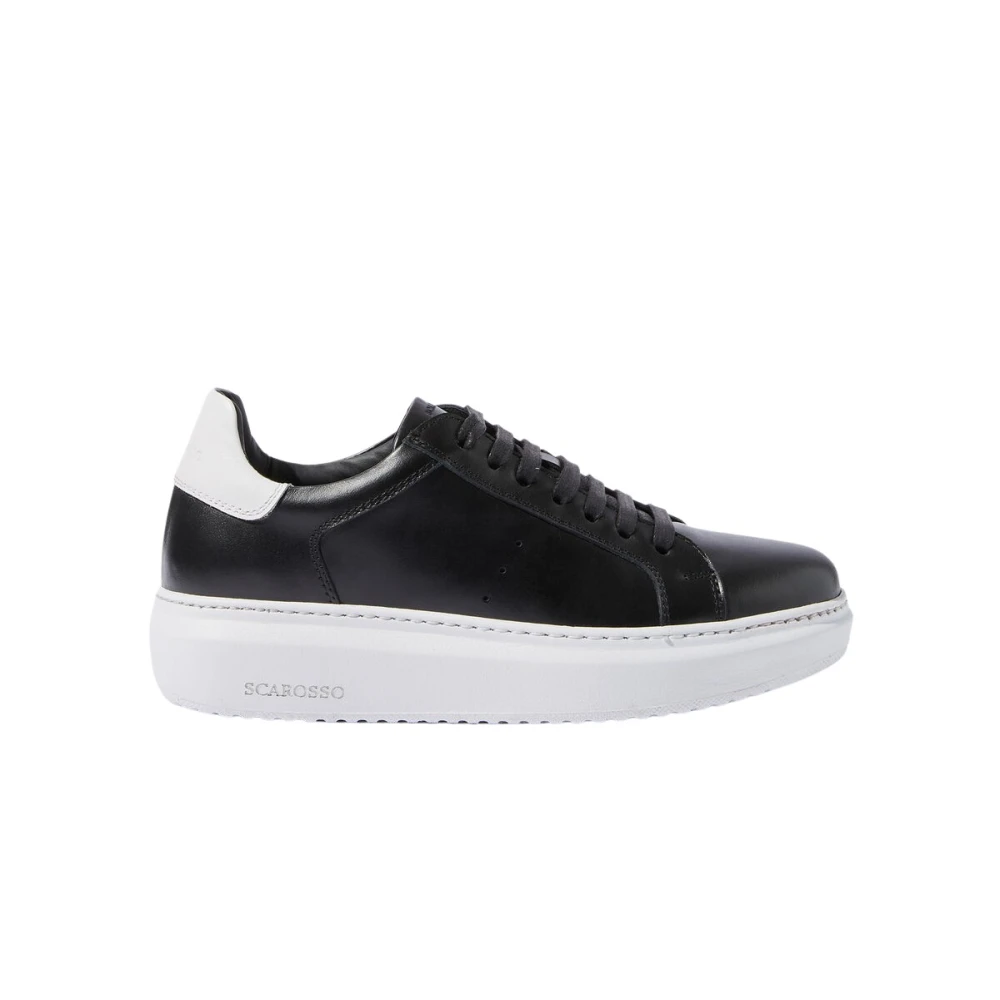 Scarosso Zwarte leren sneakers Dames Schoenen