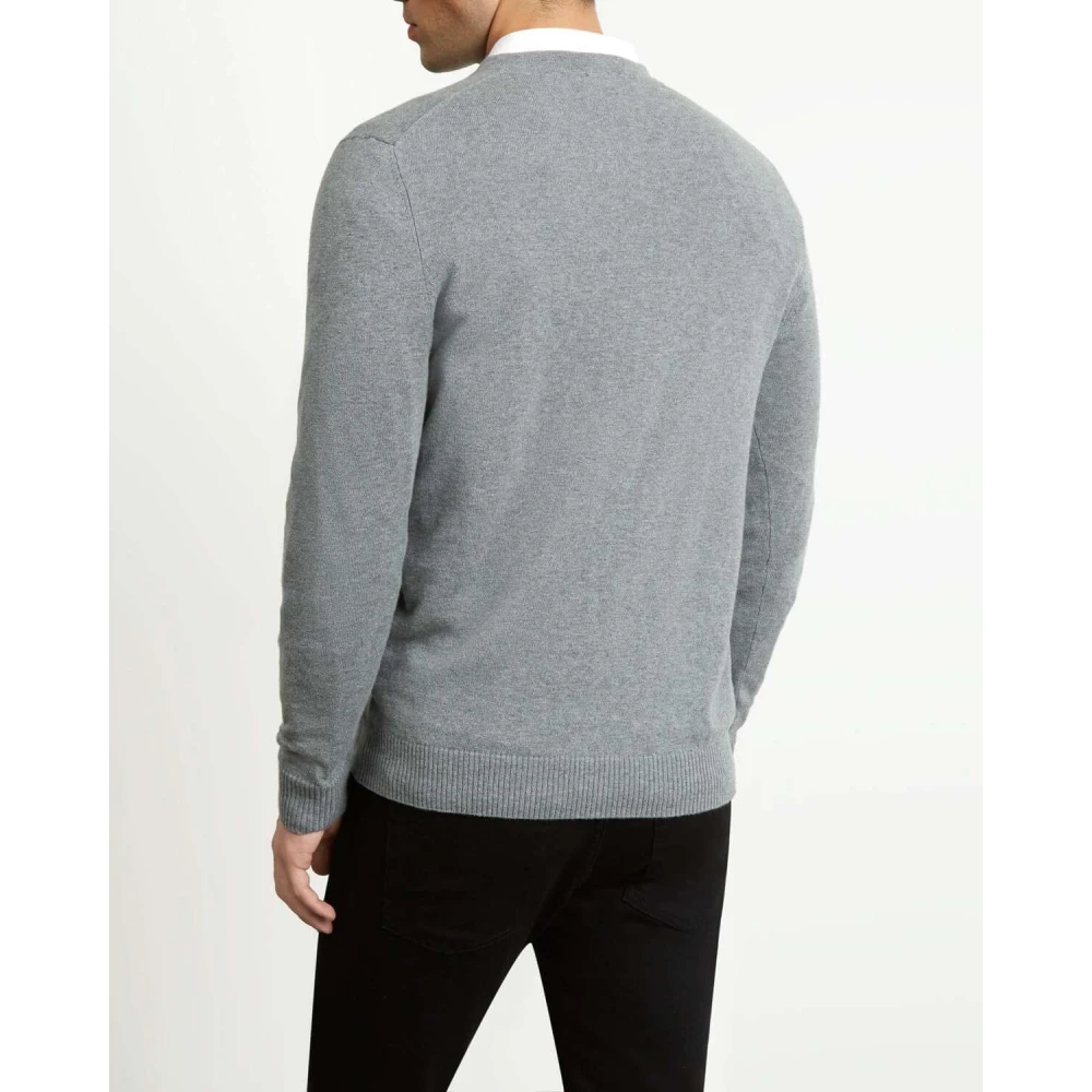 Lyle & Scott Katoen Merino V-hals Trui Gray Heren