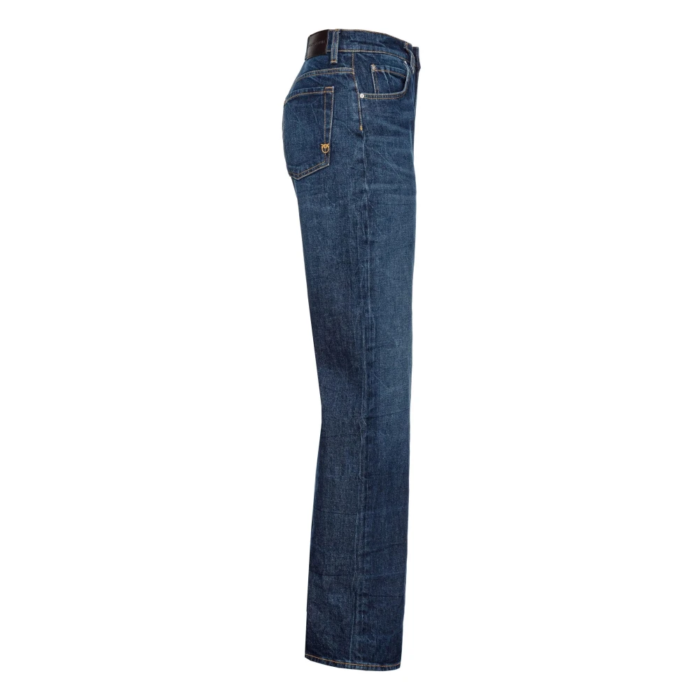 pinko Wijde Pijp Blauwe Katoenmix Jeans Blue Dames
