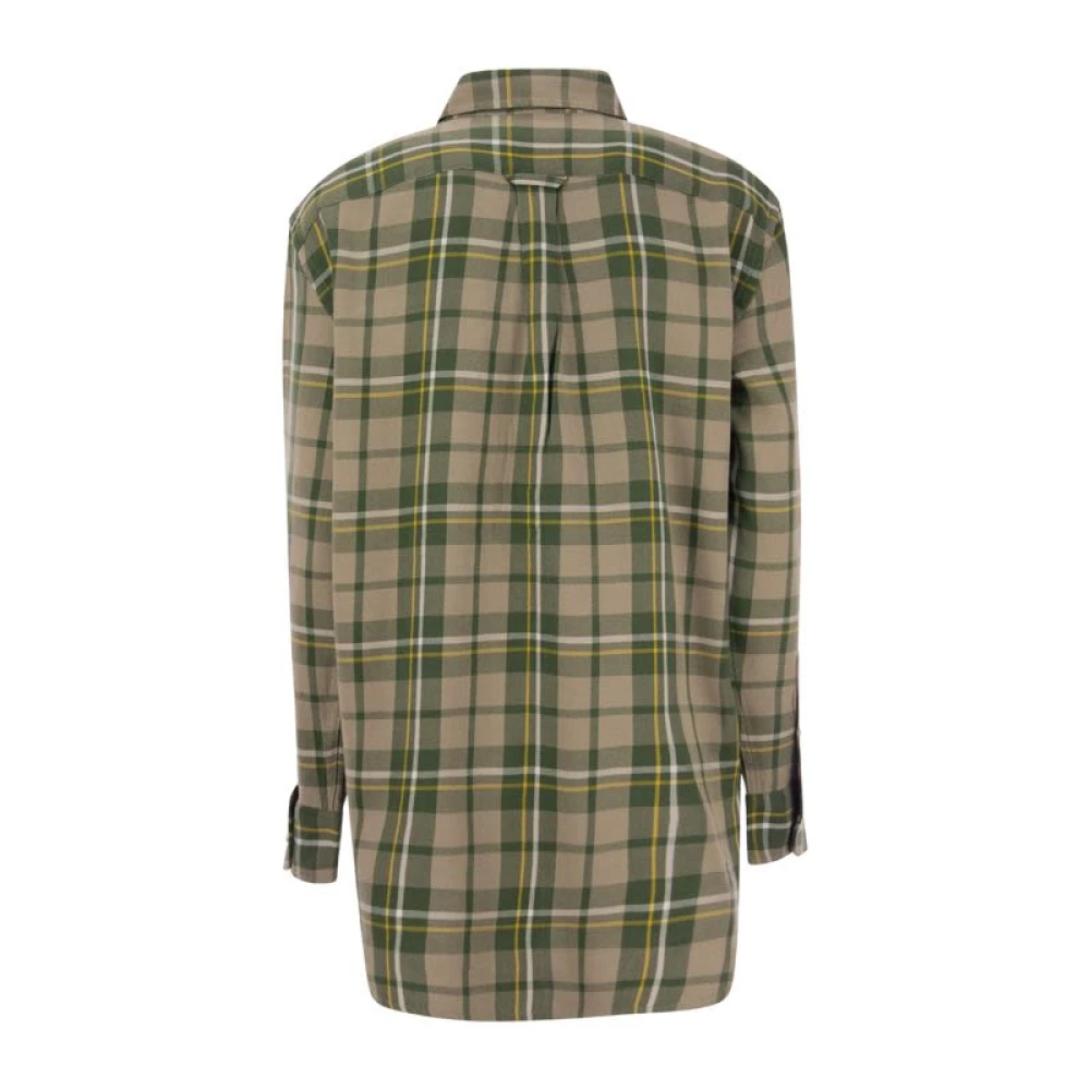 Ralph Lauren Katoenen Twill Ruitjesblouse Green Dames