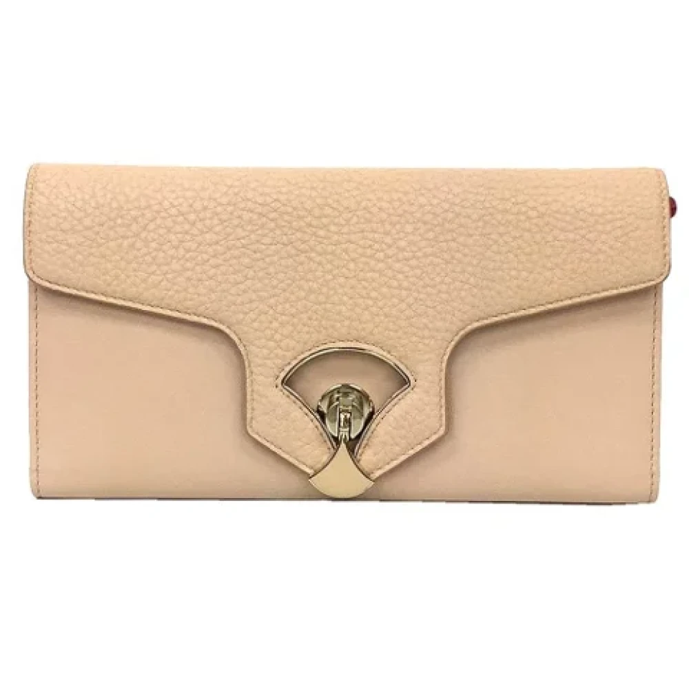 Bvlgari Vintage Pre-owned Leather wallets Beige Dames