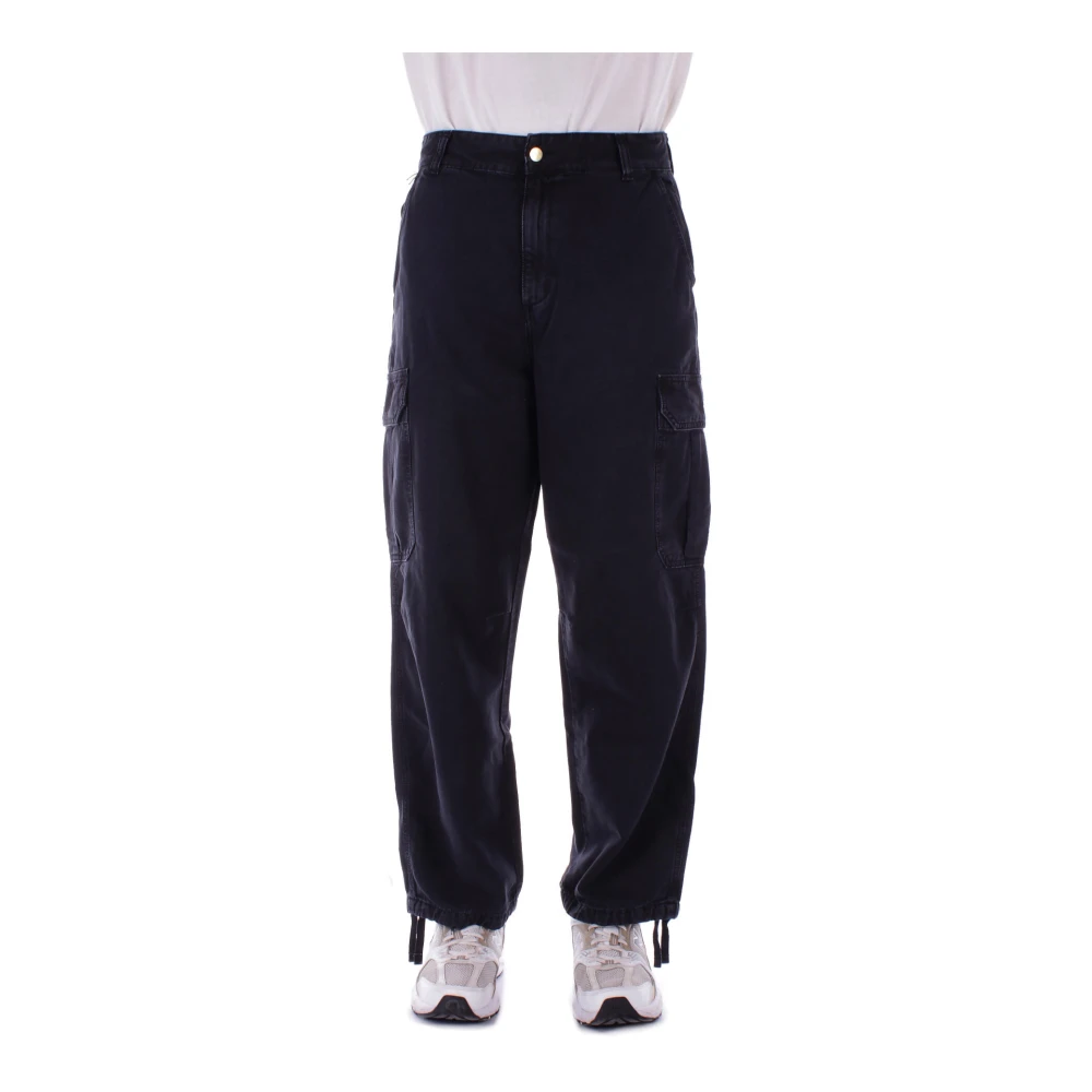 Carhartt WIP Zwarte broek met logodetails Black Heren