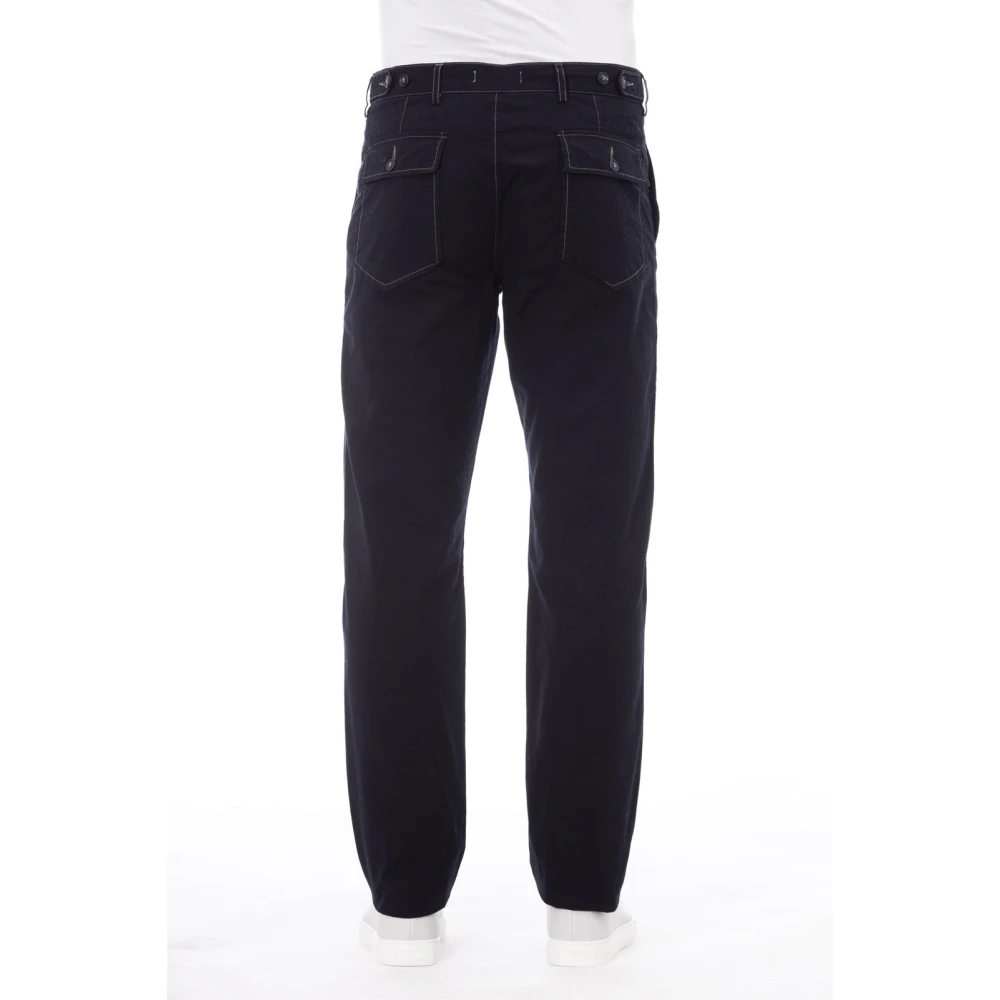 Alpha Studio Broek met Contraststiksels en Zakken Blue Heren