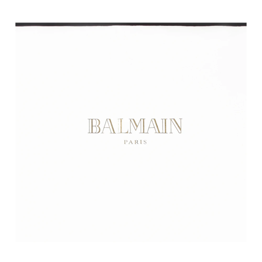 Balmain Wit Katoenen Deken met Zwarte Piping White Unisex