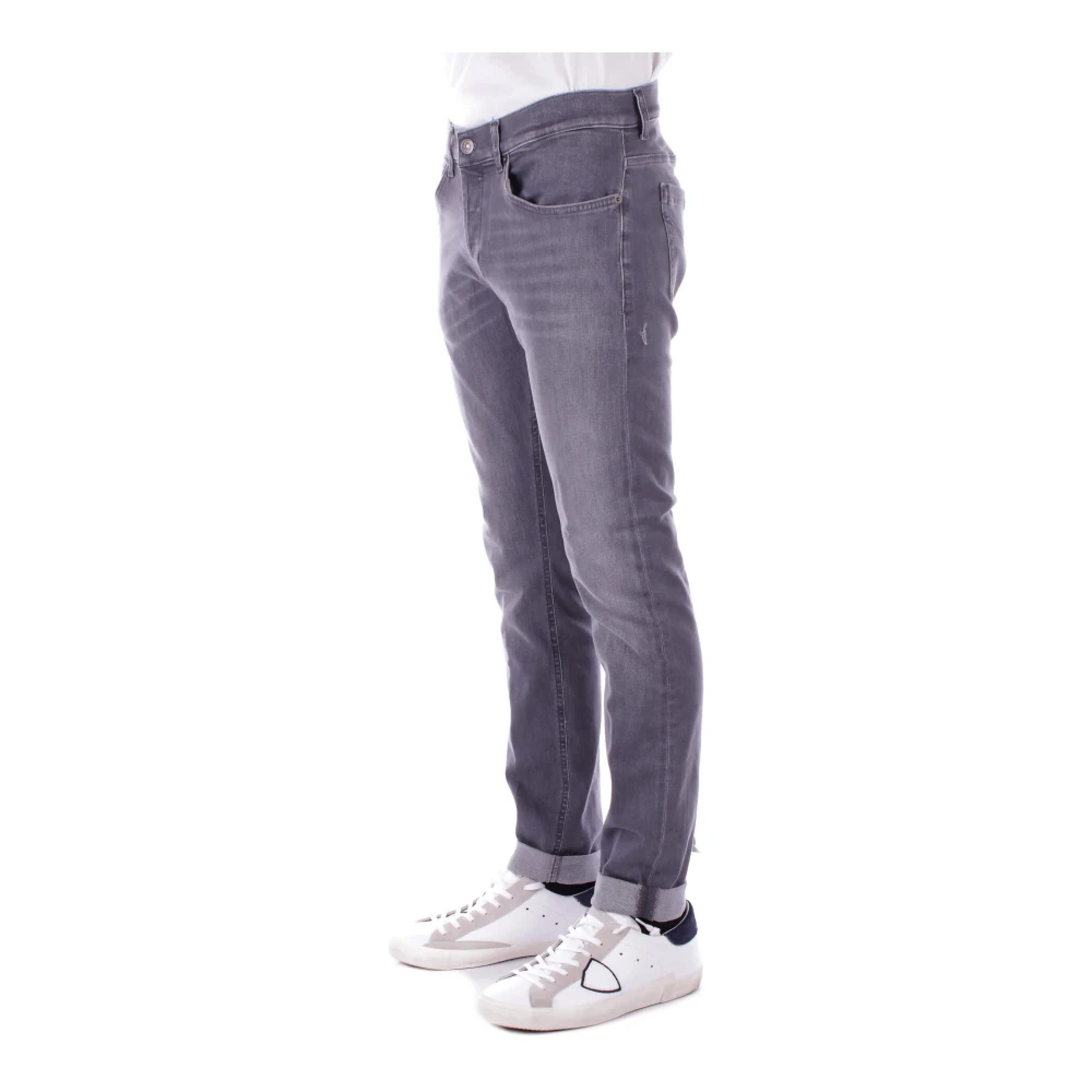 Dondup Skinny Logo Broek met Knoopsluiting Gray Heren