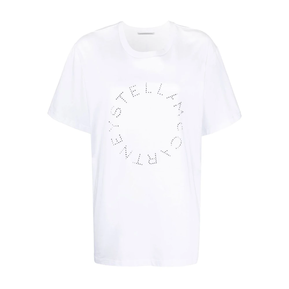 Stella Mccartney Witte Katoenen Oversized T-shirt met Strass Logo White Dames
