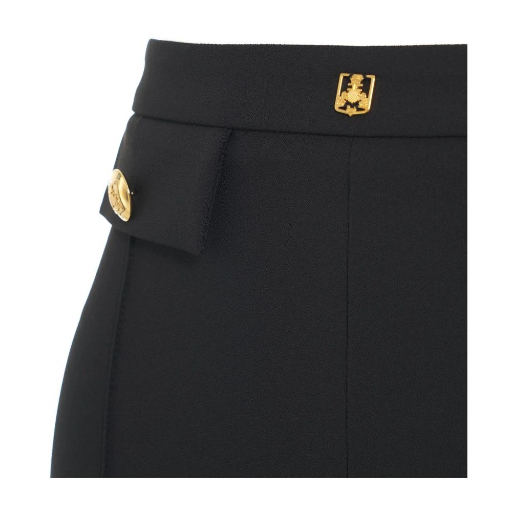 Elisabetta Franchi Zwarte Crêpe Palazzo Broek Black Dames