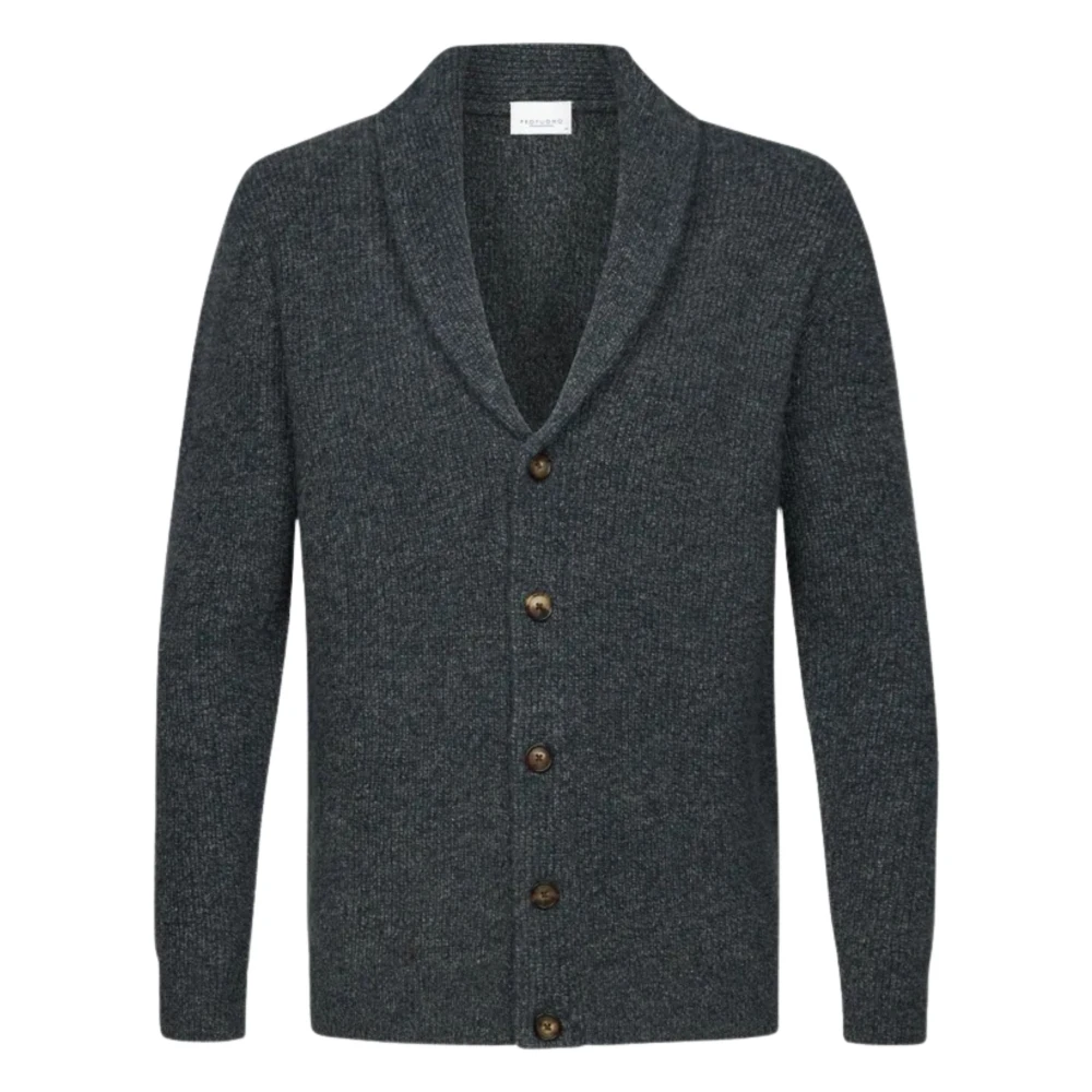 Profuomo Blue Cardigans, Male, L, Long Sleeve Shirt