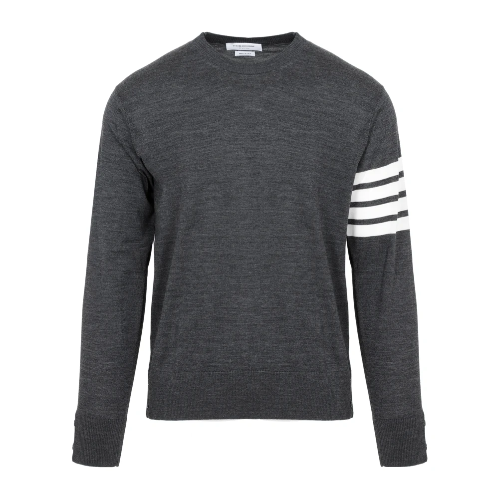Thom Browne Grijze Wol 4-Bar Sweater Gray Heren