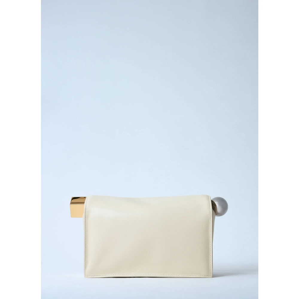 Jacquemus Geometrische Hardware Leren Clutch Beige Dames
