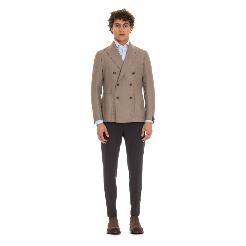 Tagliatore Grijze Dubbelborst Jas Brown Heren