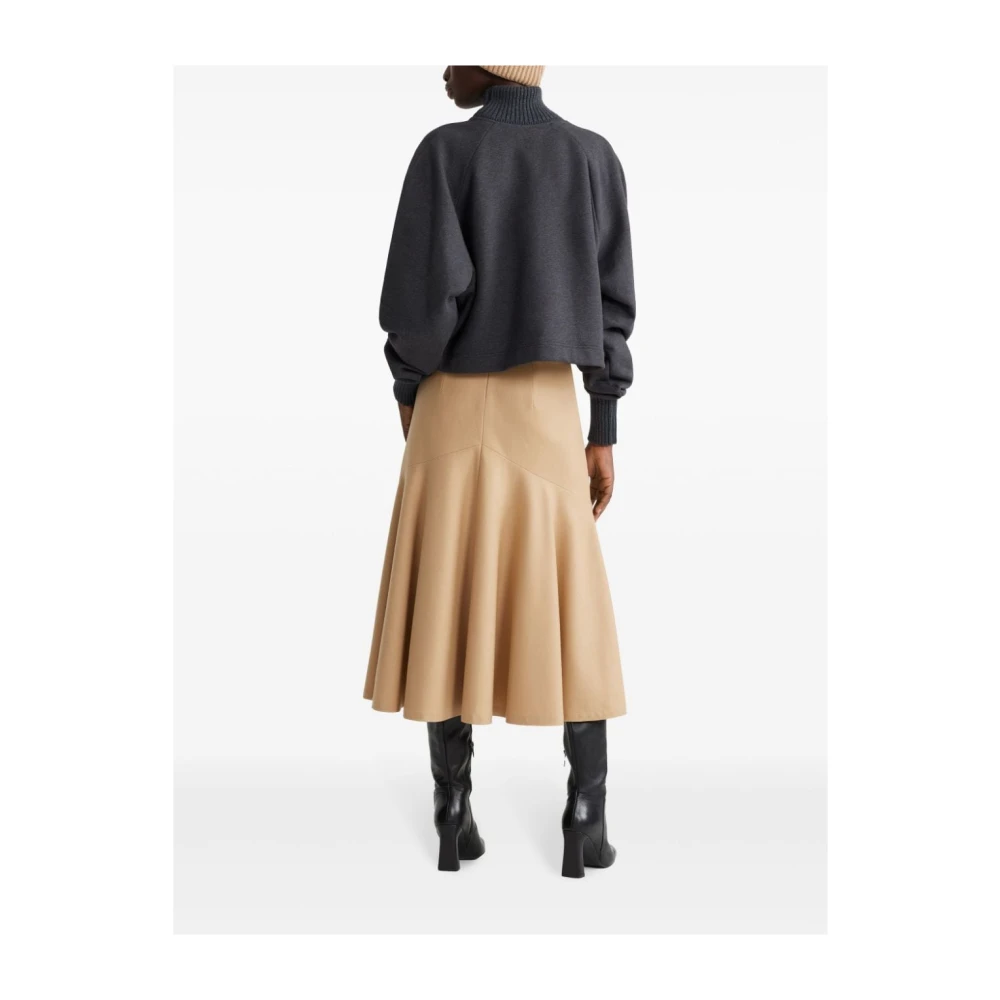 Patou Beige Zeemeermin Geplooide Wollen Rok Beige Dames