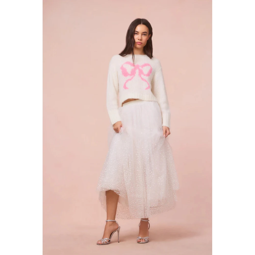 Loveshackfancy Glitter Tule Maxi Rok Beige Dames