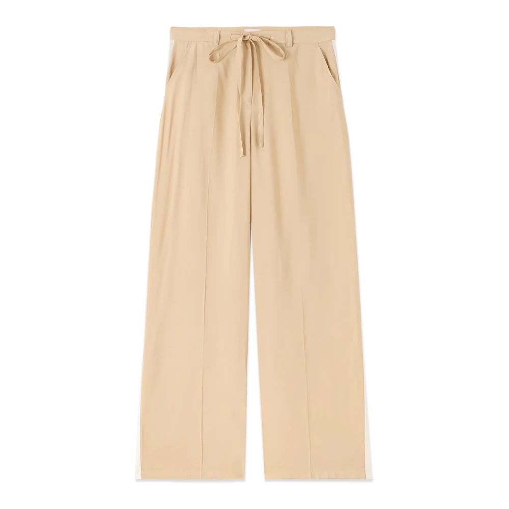 Oltre Donna Beige - Pantaloni Palazzo Con Banda Laterale - Trousers - S
