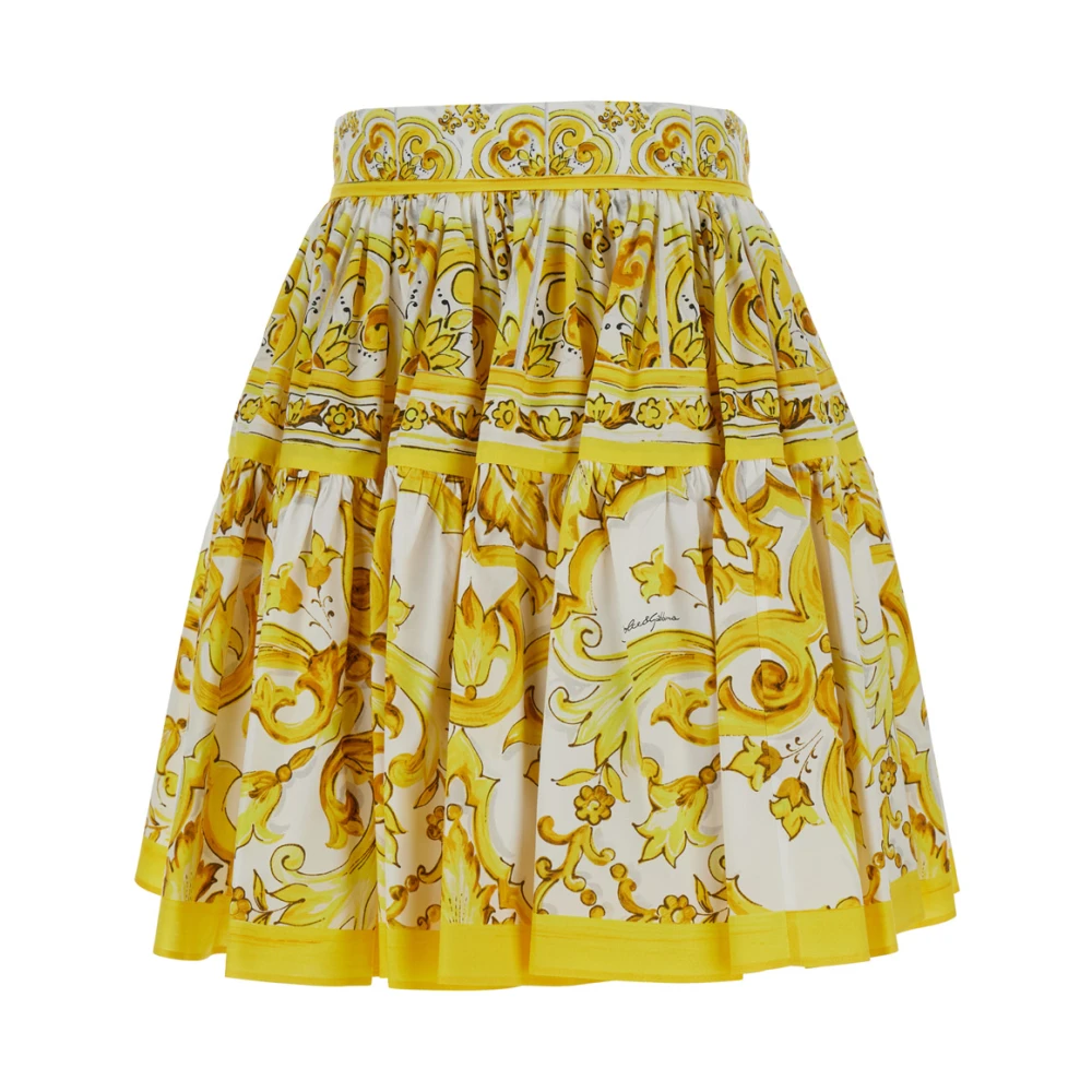 Dolce & Gabbana Gul Maiolica Kort Kjol Yellow, Dam