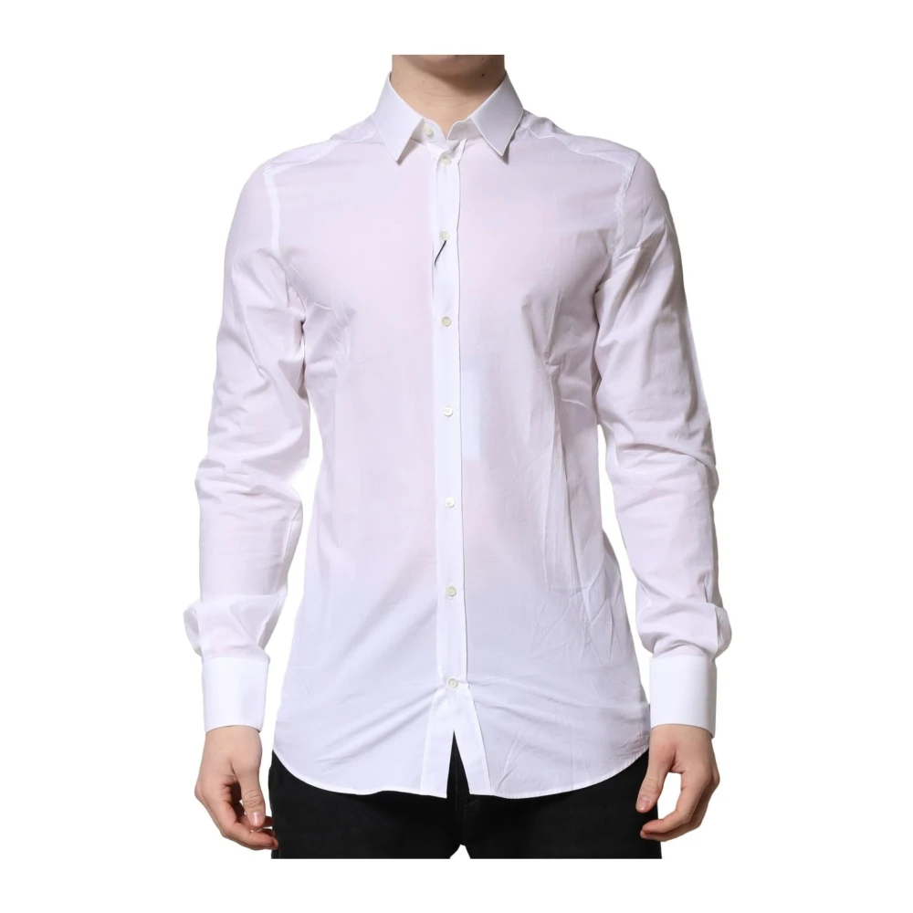 Dolce & Gabbana White Formal Shirts, Male, L, Classic Button-Down Dress Shirt