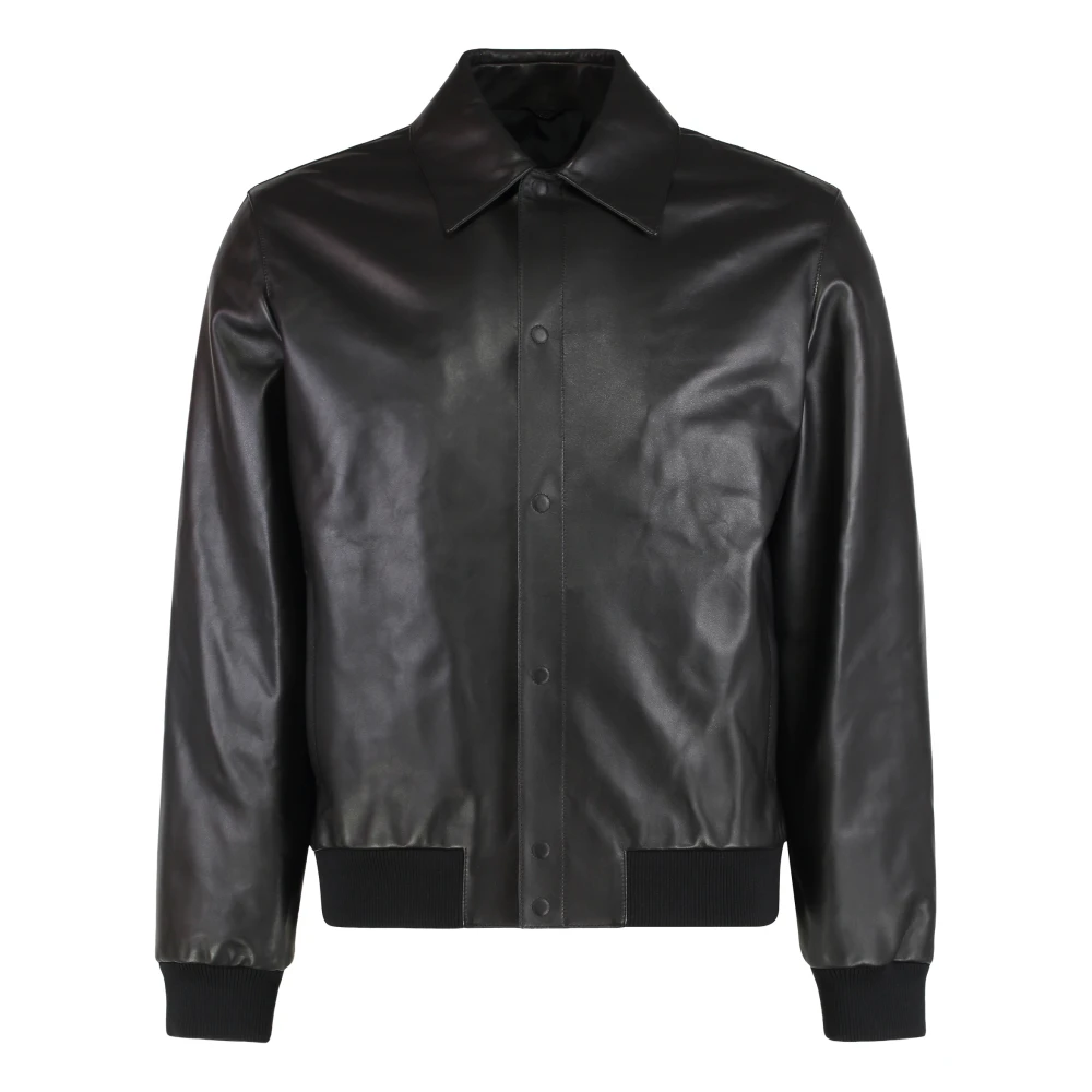 Fendi Men's Black Leather Jackets, Xl, Blouson
