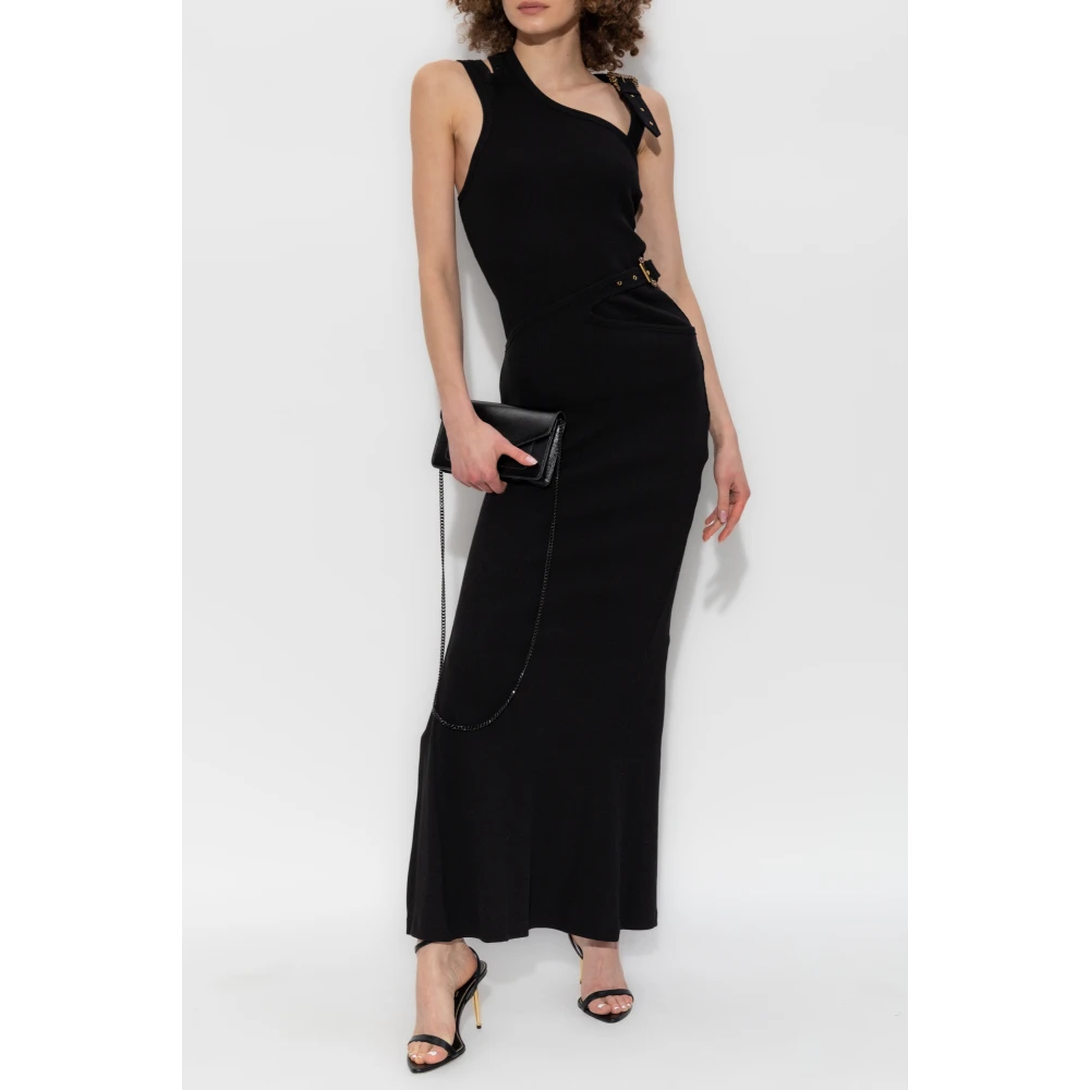 Versace Jeans Couture Geribbelde one-shoulder jurk Black Dames